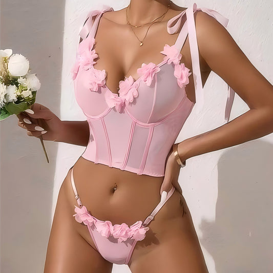 Sexy Flower Lingerie Suit